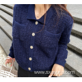 Female elegant small fragrance short knitted cardigan